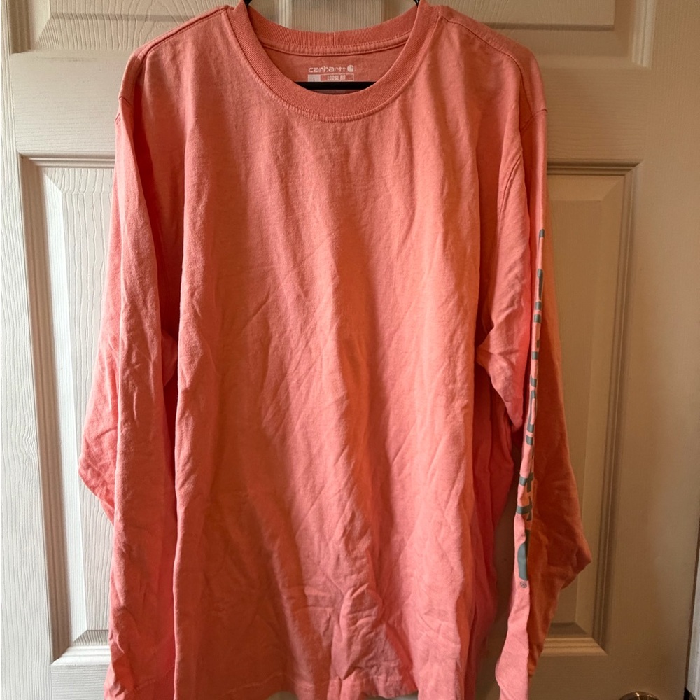 Carhartt Men’s Long-Sleeve Crewneck Shirt - Coral